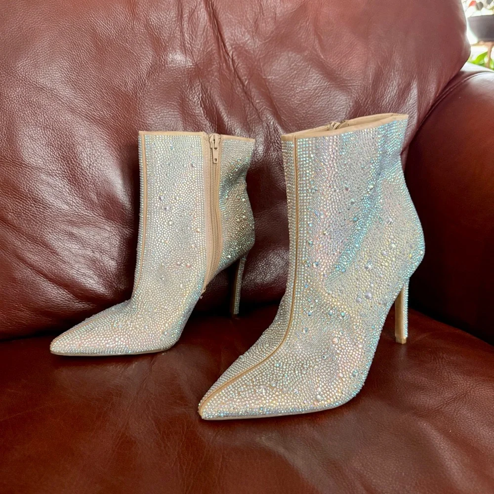 INC International Concepts Sparkling Rhinestone Heeled Boots - Picture 2 of 13